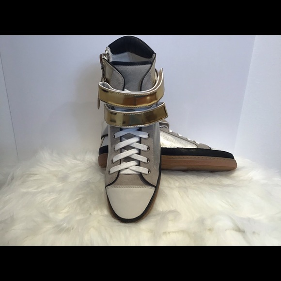 🎁 MAJE NIB GOLD HIGH TOP SNEAKERS SIZE 8 🎁 - Picture 8 of 12